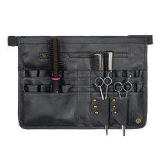 Store your tools in style with our new Classic Hairdressers Apron in Ebony Black Leather that can be personalised with initials, making a perfect gift for hairdressers, barbers and make-up artists. black hairdressers belt, black leather hairdresser belt, hairdresser accessories, barber accessories Black Tool Belt, Scissor Holders, Barber Shop Decor, Embroidered Initials, City Backpack, Leather Apron, Leather Workshop, Sustainable Leather, Leather Artisan