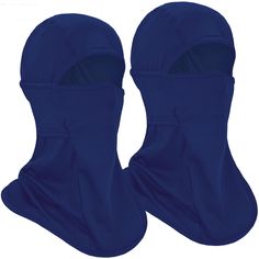 pair of blue ski mask covers on white background