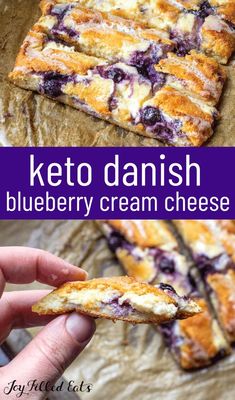 keto danish blueberry cream cheese is cut in half