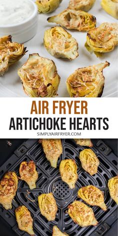 air fryer artichoke hearts with text overlay