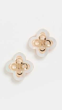 Tory Burch Kira Clover Earrings | Shopbop Better Everyday, Pearl Logo, Tory Burch Kira, Classic American Style, Clover Earrings, Tory Burch Jewelry, Accessories Jewelry Earrings, Classic American, China Fashion