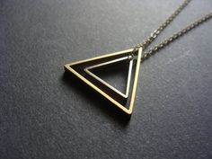 Silver Brass Triangle Necklace on Brass Chain - Minimalist Triangle Necklace Minimalist Triangle Metal Necklace, Minimalist Triangle Brass Jewelry, Twig Bracelet, Triangle Jewelry, Double Triangle, Air Element, Jewellery Pendant, Shark Tooth Necklace, Tooth Necklace