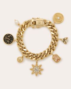 GOLD|1 Elegant Gold-tone Bracelets With Dangling Charms, Elegant Gold-tone Bracelet With Dangling Charms, Elegant Gold-tone Charm Bracelet With Logo, Ramy Brook, Brass Gold, Outfit Details, Trinidad And Tobago, Fresh Water, Freshwater Pearls