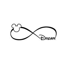 the logo for disney's dream is shown in black and white, with an image of mickey mouse on it