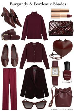 Whether you are classic or trendy discover how to easily style burgundy and Bordeaux shades for fall and winter. Deep Winter Fall Outfits, Burgandy Cardigan Outfits, Burgundy And Red Outfit, How To Style Burgundy Pants, Burgundy Outfits For Women, Burgundy Fall Outfits, Burgundy Color Combinations, Oxblood Outfit, Burgundy Outfit Ideas