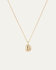 14K Gold Bubble Letter Necklace - D Chain Stack, Bubble Letter Necklace, Bubble Letter, Gold Bubbles, Gold Letter Necklace, Jenny Bird, Bubble Letters, Monogram Necklace, Shortening