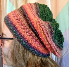 Colorful slouchy knit hat/beret with ribbed edge. Made from discontinued Plymouth Boku yarn. Soft and warm, would make an excellent gift. One size fits most. Hat Beret, Silk Wool, Plymouth, Wool Blend, Caps Hats, Knitted Hats, Accessories Hats, Yarn, Silk