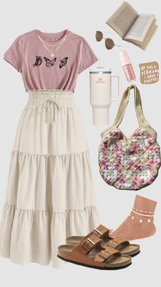 #coastalaesthetic #vacationoutfit #summeroutfit #outfitinspo #modestfashion #pinkoutfit #churchgirlaesthetic #birckenstocks #Stanley #KortneyCarsonremix Modest Outfits Inspiration, Summer Fits Modest, Cute Modest Summer Outfits, Summer Cottagecore Outfits, Cute Outfits For Church, Sunday Church Outfits, Church Fits