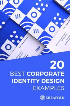 the cover of 20 best corporate identity design examples by kreafok, inc