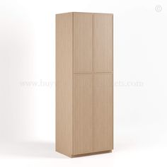 a tall wooden cabinet with three doors