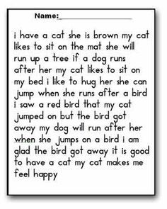 a poem written in black and white with the words'i have a cat she is brown my cat likes to sit on the mat