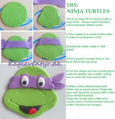 instructions for how to make a teenage mutant ninja turtle cake with fondant icing