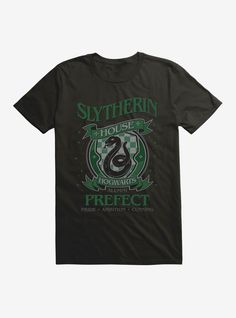 a black t - shirt with an image of the sly house logo and green lettering