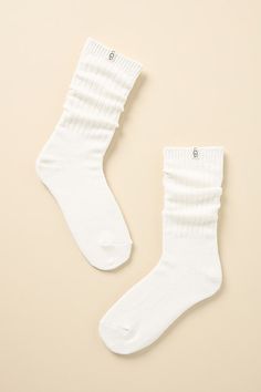 Polyester, elastane Imported | Rib Knit Slouchy Crew Socks by UGG in White, Women's, Polyester/Elastane at Anthropologie Ugg Socks, Slouchy Socks, Cashmere Socks, Fun Socks, Lipstick Bag, Oversized Tote Bag, Chain Strap Bag, Oversized Tote, Birthday Board