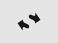 two black arrows pointing in opposite directions on a gray background, with the word's symbol