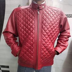 A daily outfit is incomplete without Leather which suits on all occasion, casual style, daily look, home, shopping, work, date, vacation, holiday, beach, party, or daily wear, Night out  Men's  Quilted  Red Leather Jacket | Motorcycle Leather Jacket | Winter Jacket For Men's  | Celebrity Wear Leather Jacket  | Handmade Slim Fit Leather Jacket | Men's  Diamond stitch Leather Jacket | Biker Motorcycle Slim Fit Leather Jacket | Quilted Leather Jacket | High Quality Soft Leather  Jacket | Luxurious Outfit For Night Out, Celebrity Wear, Man Cafe, Cafe Racer Leather Jacket, Stylish Leather Jacket, Winter Leather Jackets, Custom Leather Jackets, Cafe Racer Jacket, Moto Cafe