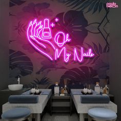 Neon Sign Custom Nail Salon Decor Custom Nail Salon Sign - Etsy Nail Salon Signs Ideas, Salon Sign Board Design, Beauty Neon Sign, Nail Neon Sign, Beauty Salon Sign, Nail Signs, Cheap Neon Signs, Nail Aesthetic, Nail Place