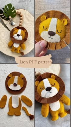 the lion pattern is made with felt and thread