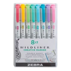 zebra 8 ctt multiliner creative marker pens in assorted colors, pack of 6