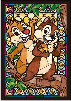 an image of two cartoon animals on a stained glass window with the words manju