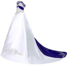 a white and blue wedding gown on a mannequin headpiece with sequins