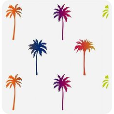 palm trees on a white background with multicolored colors in the middle and bottom