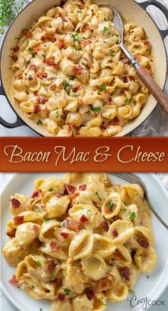 small shell pasta with cheese and bacon Cheese Pasta Dishes, Bacon Pasta Recipes, Bacon Mac And Cheese, Diner Recipes, Bacon Pasta, Dinner Recipes For Family, Pasta Dinner Recipes, Recipes Crockpot, Cheese Pasta