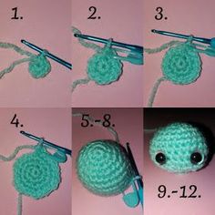 crocheted items are being used to make an ornament for a stuffed animal