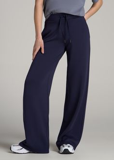 Versatile Wide Leg Tall Women's Pants Stay Comfy While Going Casual Our Pull-On Tie Waist Wide Leg Pants for Tall Women offer a blend of comfort and fashion. Whether strolling the neighborhood or staying fit, these tall pants for women are perfect for both athletic activities and casual outings, making them a versatile addition to any wardrobe.• Wide leg and oversized fit for a modern look• Drawstring and elastic waist for a comfortable fit• Full length with side seam pockets SIZE & FIT: Tall In Casual Bottom Wear For Women, Pants For Tall Women, Airplane Outfit, Nice Jeans, Xmas 2024, Staying Fit, Navy Blue Pants, Wide Leg Sweatpants, Casual Bottoms