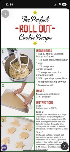 the instructions for making cookies are shown