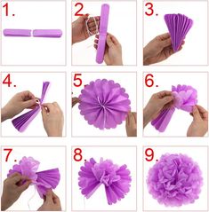 how to make tissue paper flowers with scissors and hair clippings step by step