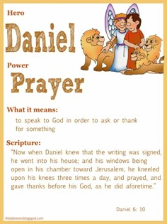 an image of a poster with the words daniel prayer and pictures of jesus holding his dog