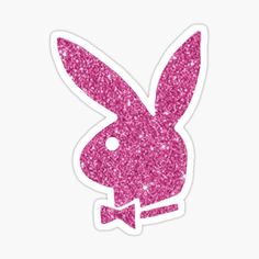 a pink bunny sticker with glitter on it