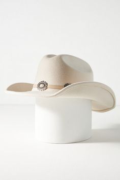 Polyester, polyurethane Imported | Belted Rancher Hat by 8 Other Reasons in White, Women's, Polyester/Polyurethane at Anthropologie Luxury Cream Hat For Rodeo, Luxury Winter Rodeo Hats, Luxury Fur Felt Cowboy Hat For Rodeo, Cream Cowgirl Hat, White Wide Brim Felt Hat For Ranch, Luxury White Felt Hat For Rodeo, Rancher Hat, Horse Equipment, Cowgirl Hats