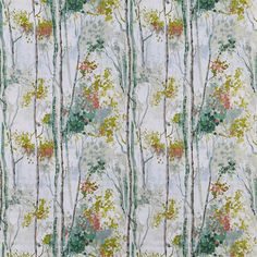 a wallpaper with trees and flowers on it