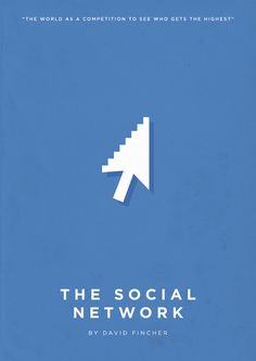 the social network by david fincher is shown in this blue book cover with an arrow pointing