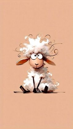 a cartoon sheep sitting on top of a floor