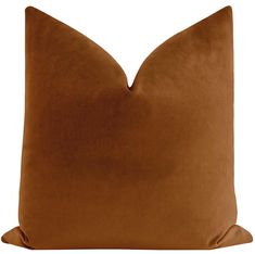 a brown pillow on a white background