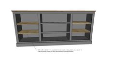 the plans for an entertainment center with shelves