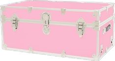 a pink trunk is shown with two handles