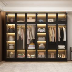 a walk in closet filled with lots of clothes