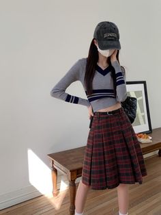 Scottish Plaid Skirt - Korean Aesthetic ⋆ Kawaii Sale School-style Harajuku Mini Skirt, Harajuku Style Fitted Mini Skirt For School, Casual Mini Skirt For Cosplay In Spring, Harajuku Style Fitted Cotton Mini Skirt, Harajuku High-waisted Bottoms For School, Harajuku High Waist Bottoms For School, Casual Skirt For Spring Cosplay, Harajuku Style Cotton Pleated Skirt, Winter Cotton School Skirt