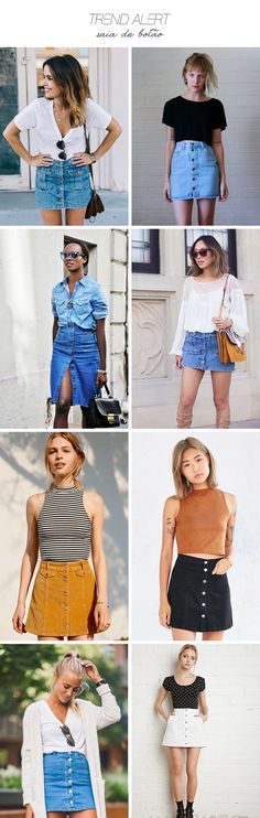 saias de botão - medodapressa Mode Inspo, Carrie Bradshaw, Jeans Rock, Inspiration Mode, Outfits Casuales, Skirt Outfits, 90s Fashion, Pretty Outfits