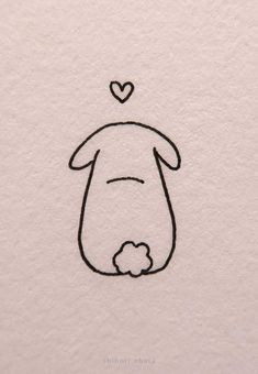 a drawing of a dog with a heart on its head