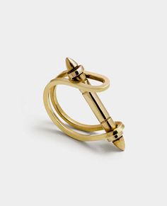 Short Spike Bar Ring Pearl Rings, Bar Ring, Fidget Rings, Brass Jewelry, Mixed Metals, Pearl Ring, Things To Buy, Pearl Jewelry, Gold Vermeil