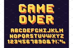 Video Game Font, 90s Gaming, Graphic Letters, Game Font, Gaming Graphics, Pixel Game, Logos Retro, Retro Arcade Games, 달력 디자인