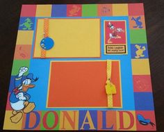 this is an image of a donald the pooh scrapbook with pictures on it