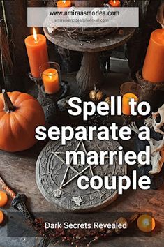 spell to separate a married couple by dark secrets revealed book cover with pumpkins and candles