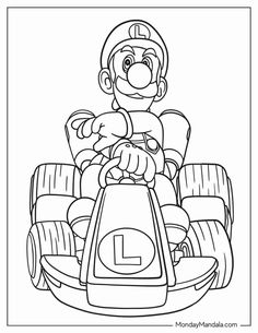 mario kart coloring pages for kids with mario kart on the go kart