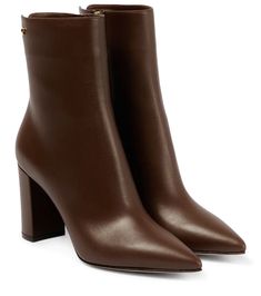 Gianvito Rossi - Leather ankle boots | Mytheresa Dr Shoes, Rossi Shoes, Shoe Inspo, Brown Ankle Boots, Pretty Shoes, Heeled Ankle Boots, Gianvito Rossi, Brown Boots, Leather Ankle Boots